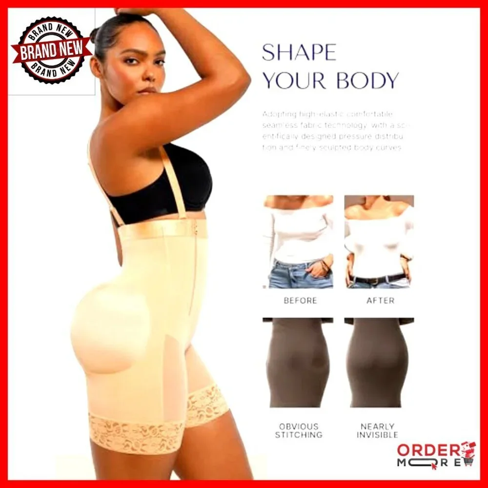 Tummy Control Shapewear Bodysuit Butt Lift Waist Support Zipper Crotch